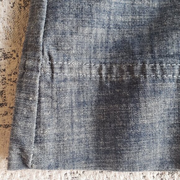 Soft Blue Linen Look Skirt w Pockets Stretchy Waistband - Picture 6 of 10